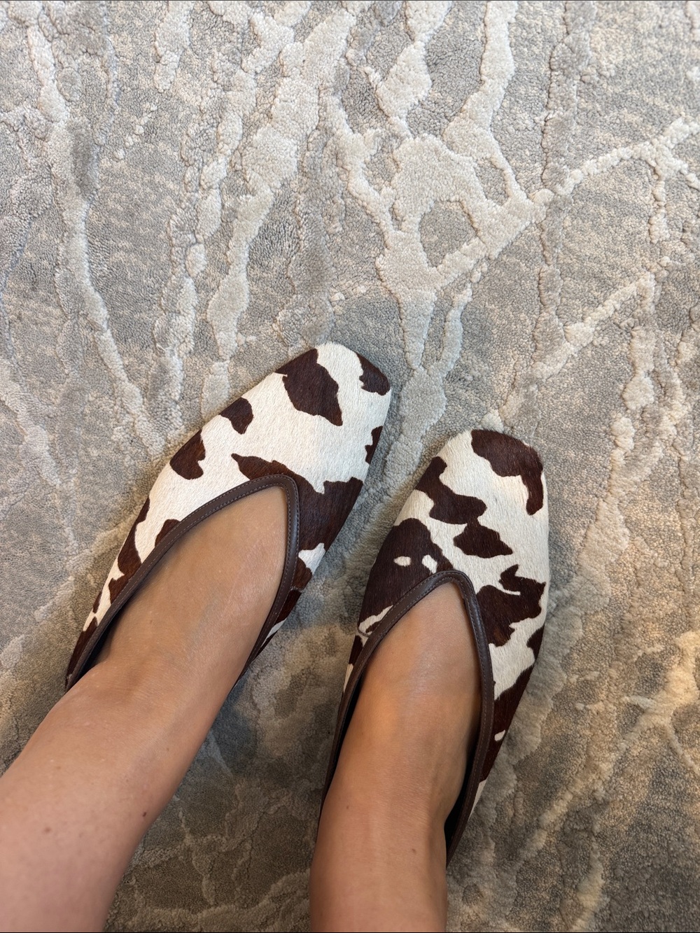 SCHUTZ Brown & White Cowhide Flats - Picture 2 of 3